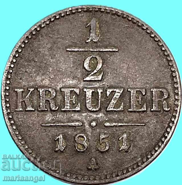1/2 Kreuzer 1851 Αυστρία Α - Βιέννη