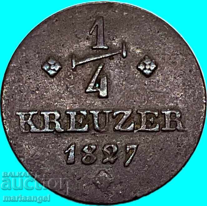 1/4 Kreuzer 1827 Germany Hessian Med - 5