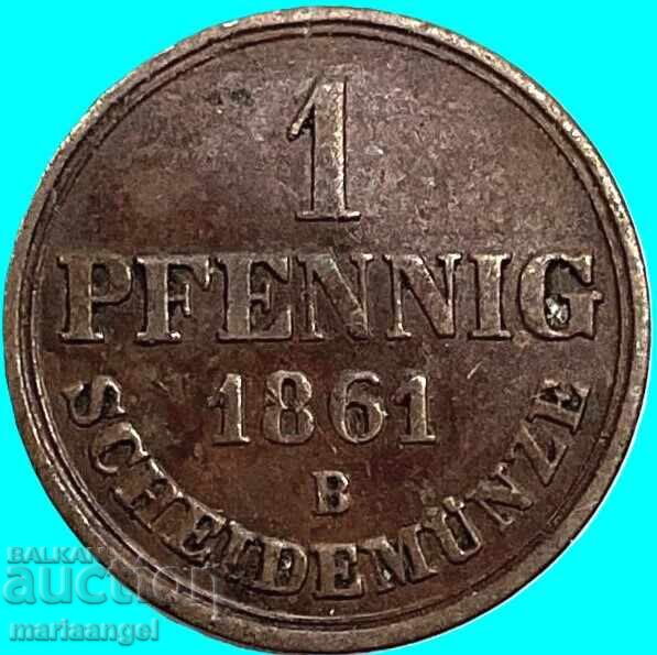 Licitație 1 Pfennig 1861 Hanovra Germania