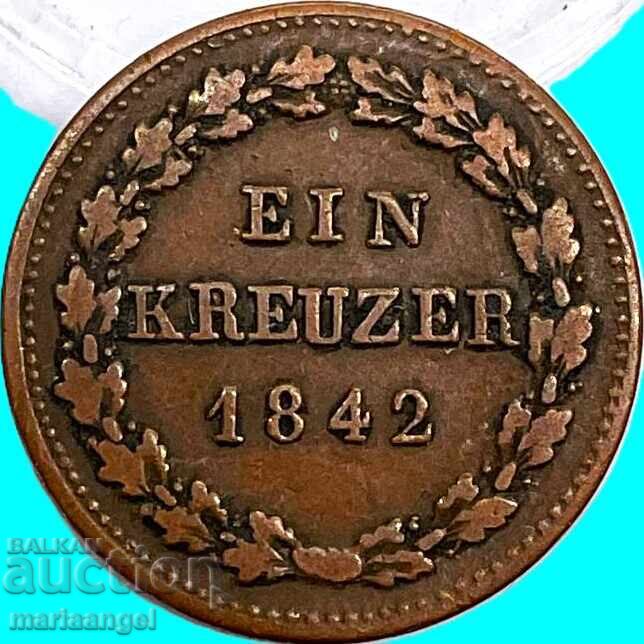 Παράδοση Nassau 1 Kreuzer 1842 Γερμανία Δούκας Αδόλφος χαλκός