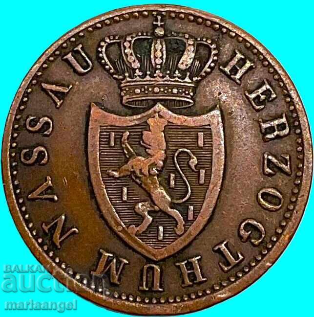 Nassau 1 Kreuzer 1842 Γερμανία Δούκας Αδόλφος χαλκός - 7