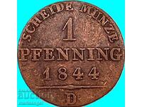 1 pfennig 1844 Πρωσία Γερμανία - σπάνια χρονιά