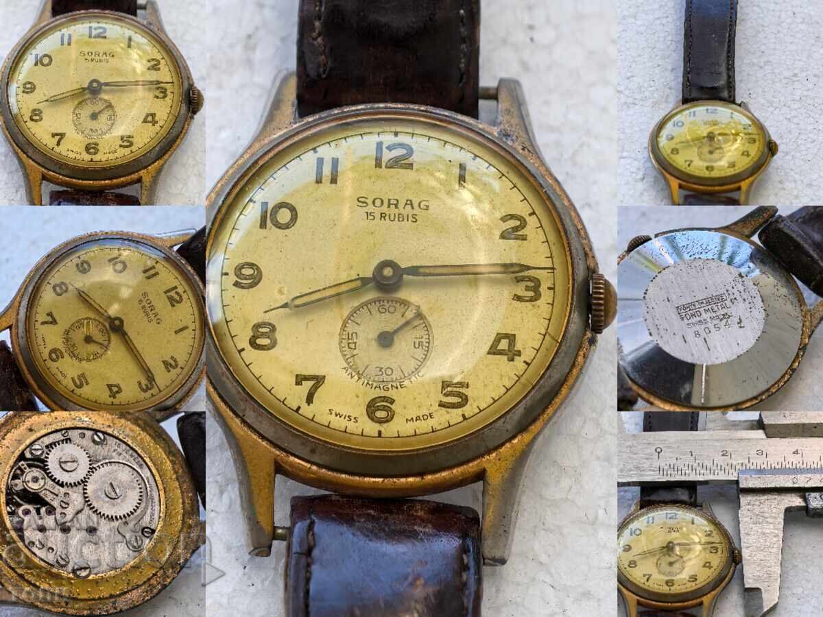 SORAG SWISS MADE RARE NOT WORKING NO RESERVE PRICE!!!!