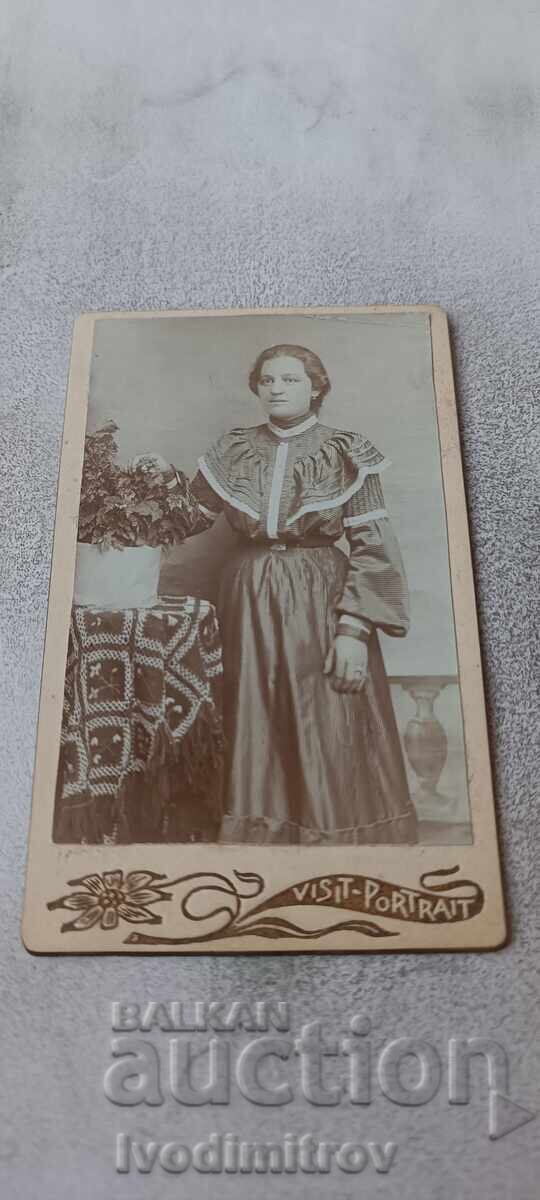 Fotografie Tânăra femeie Gabrovo 1904 Carton