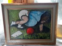Pictură în ulei de maestru pe pânză semnătură și cadru