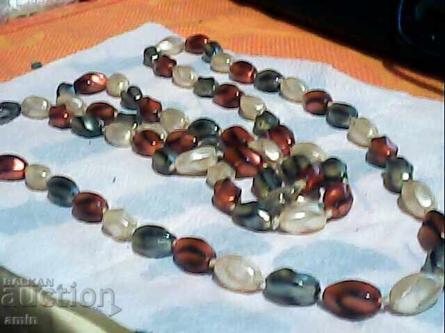 Old beautiful double necklace of natural stone
