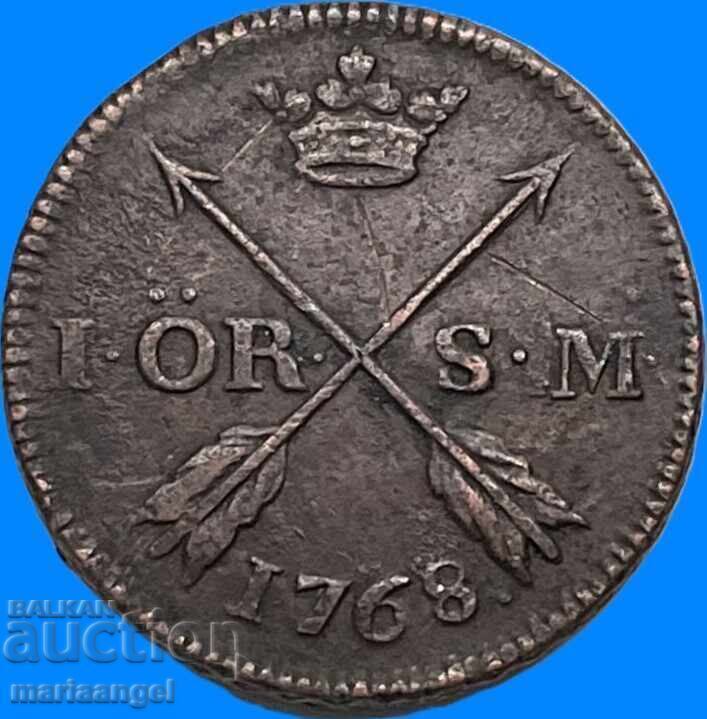 Suedia 1 Öre 1768 Adolf Frederic, tiraj 317 000 buc. 14.3g