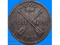 Suedia 1 Öre 1768 Adolf Frederic, tiraj 317 000 buc. 14.3g