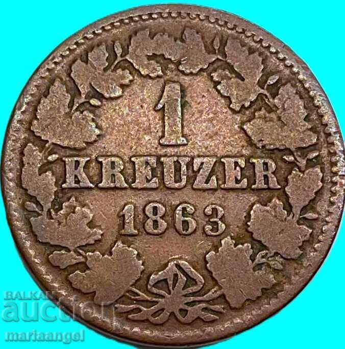 Nassau 1 Kreuzer 1863 Γερμανία - 6