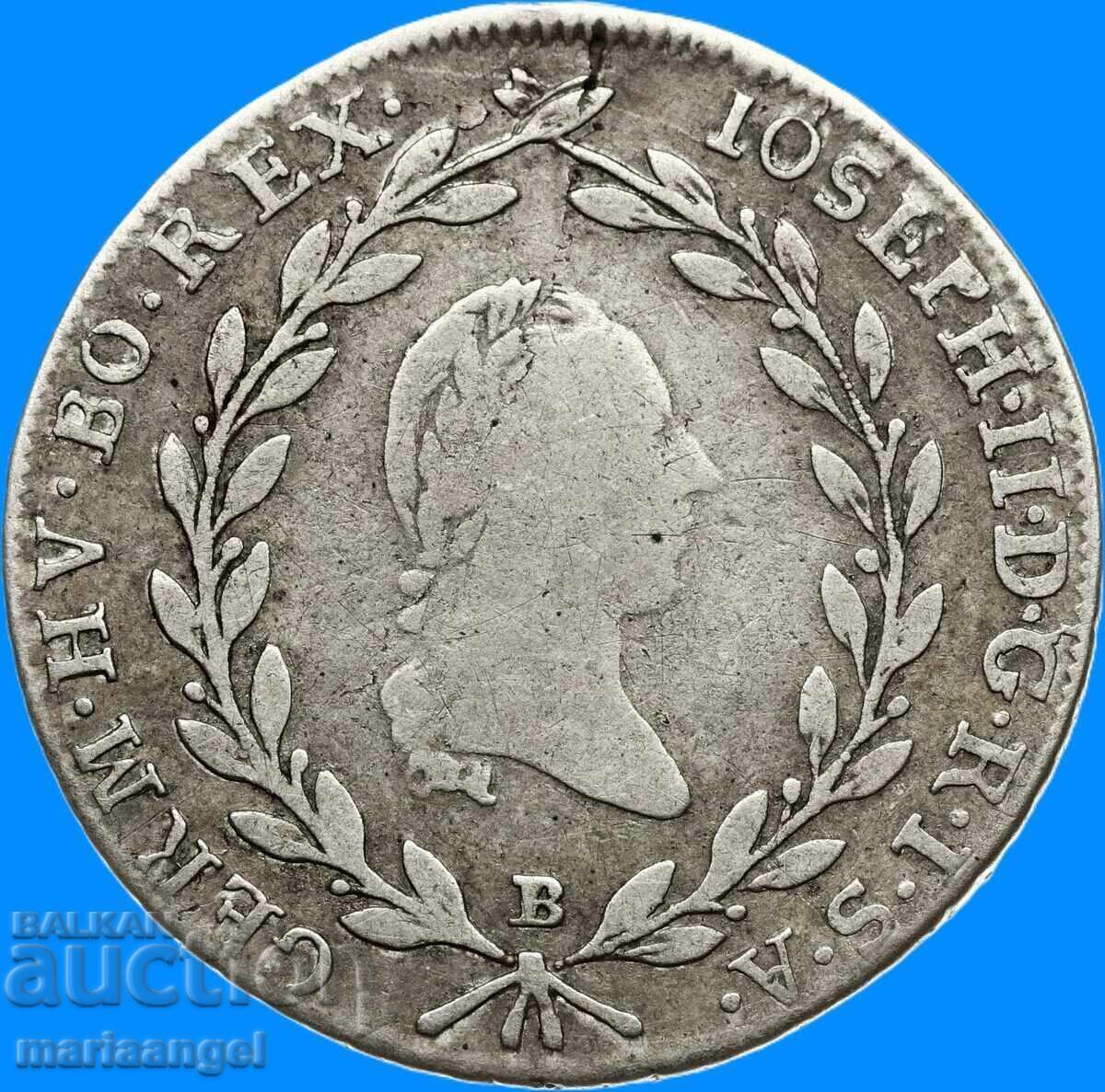 Παράδοση 20 Kreuzer 1787 Αυστρία Β - Kremnitz Joseph II αργυρό