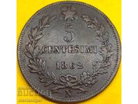 ITALIA 1862 5 centesimi N - Napoli