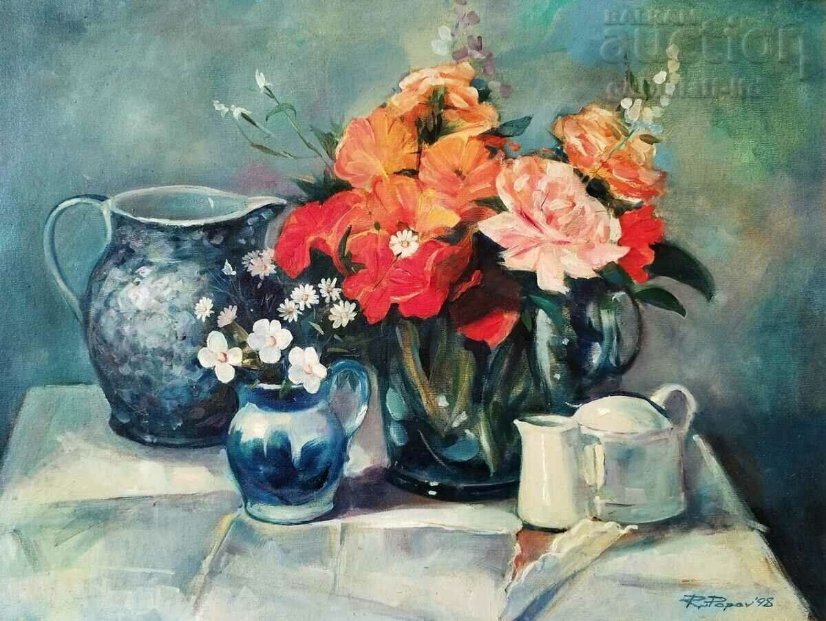 Pictură, natură moartă, artă. R. Popov, 1998 cu preț € 310.00 | 606.31 BGN