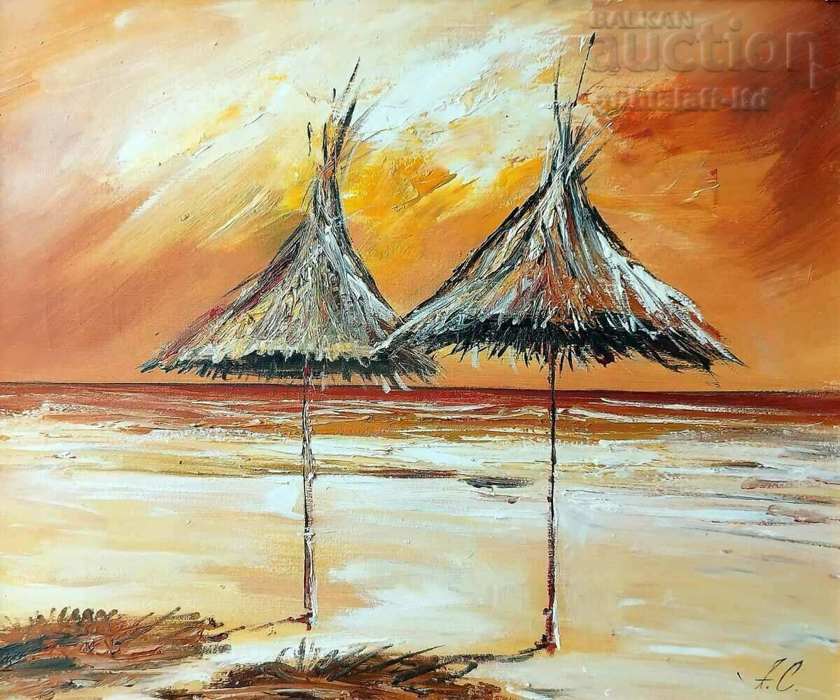Poza „Umbrele pe plajă”, art. A. Simeonov cu preț € 130.00 | 254.26 BGN Poza „Umbrele pe plajă”, art. A. Simeonov cu preț € 130.00 | 254.26 BGN
