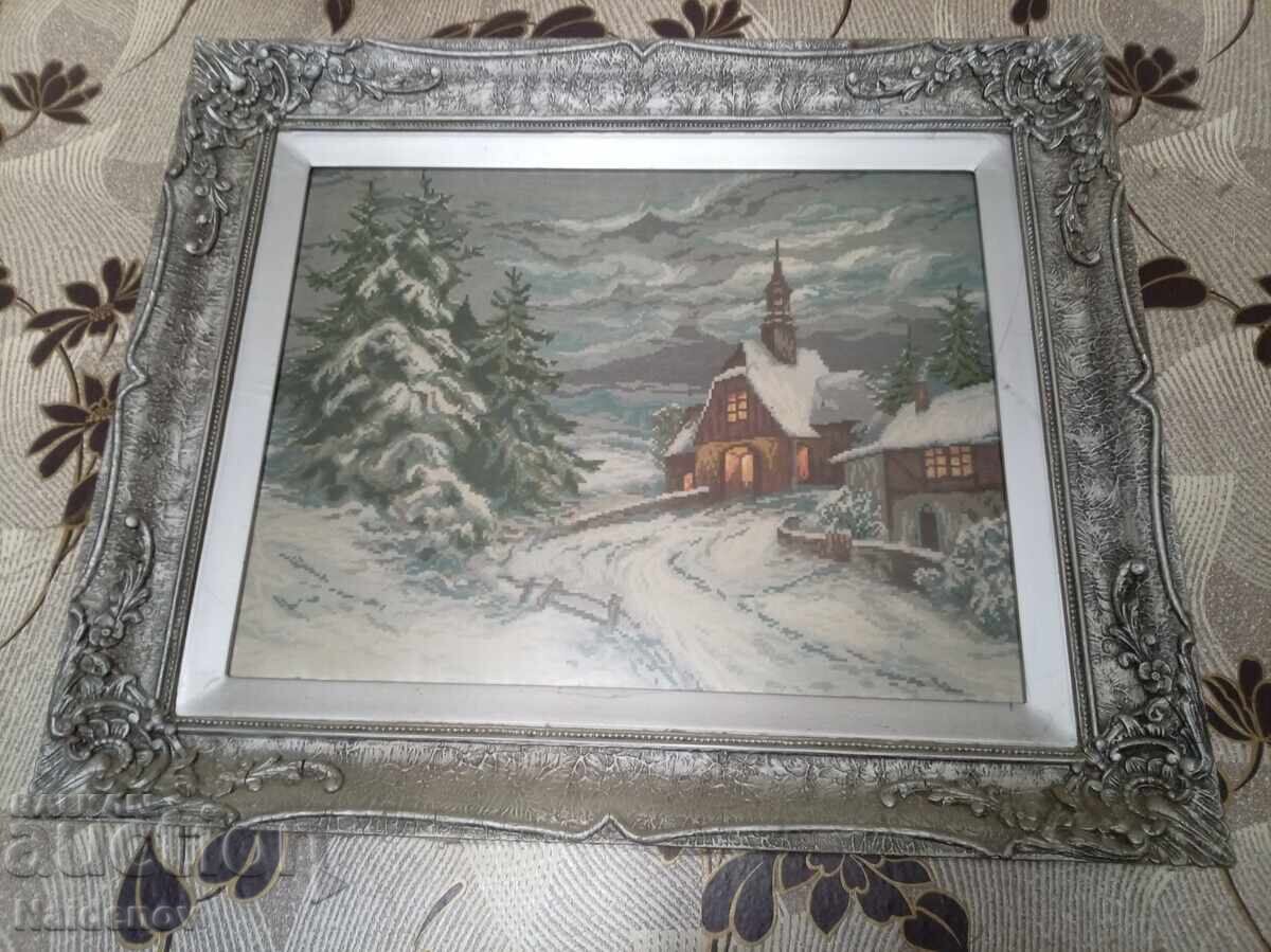 Large Vervaco tapestry Winter with a chapel