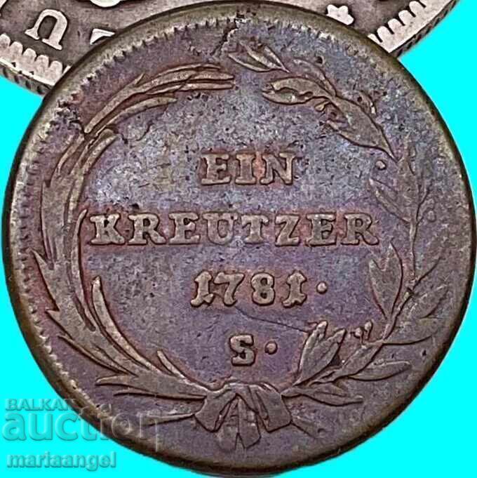 Αυστρία 1 Kreuzer 1781 S - Schmolnitz κυβερνήτης Joseph II - 6