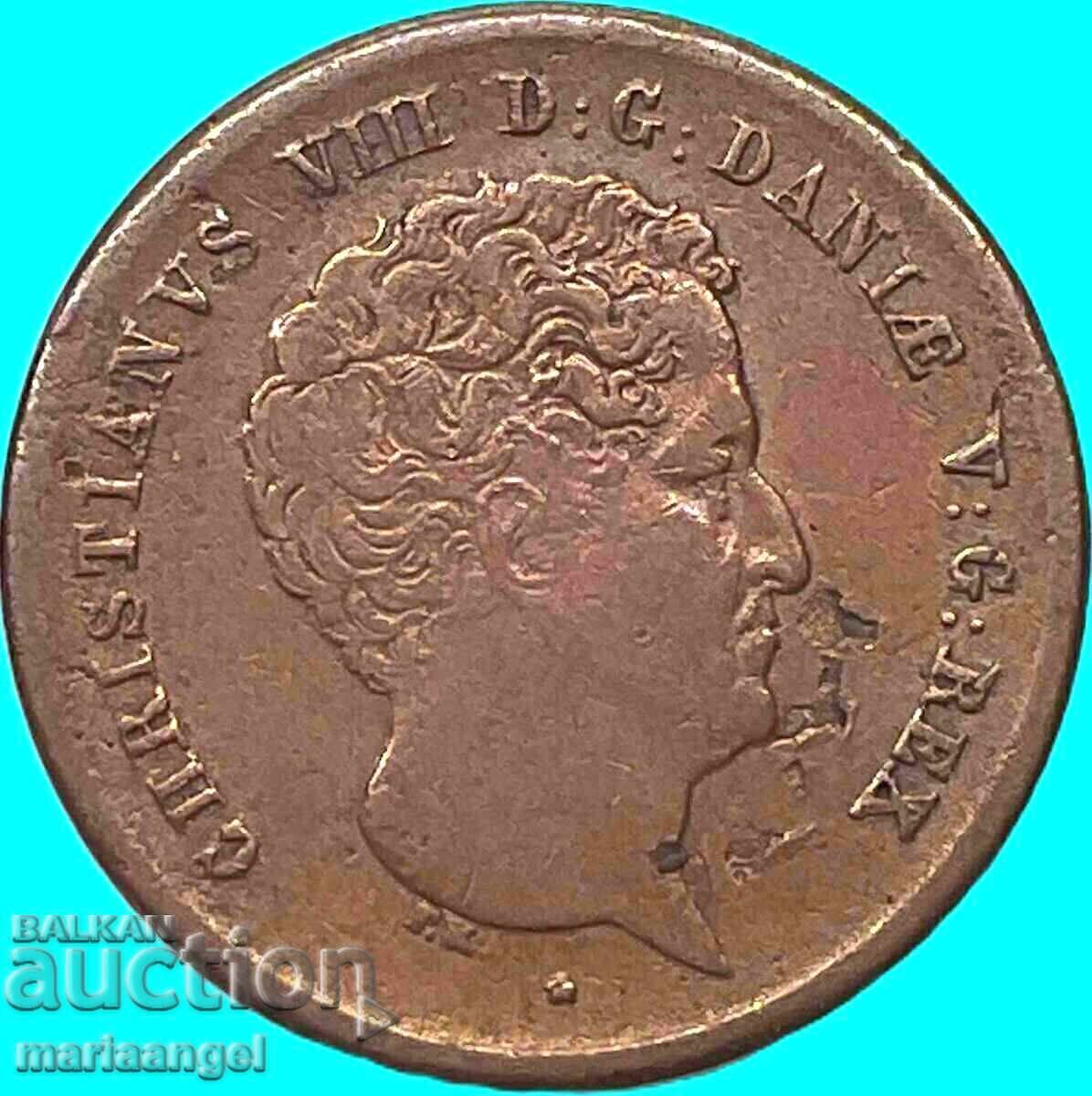 Livrarea Danemarca 1 skilling 1842 Christian VIII - nominal rar Livrarea Danemarca 1 skilling 1842 Christian VIII - nominal rar
