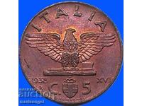 1938 5 centesimi Ιταλία Αετός χάλκινο