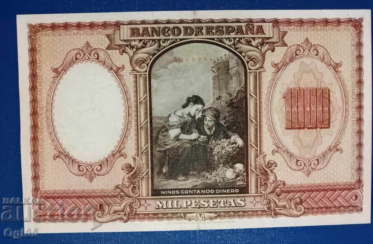 Bancnotă foarte rară și căutată din Spania 1000 Pesetas 1941 cu preț € 400.00 | 782.33 BGN