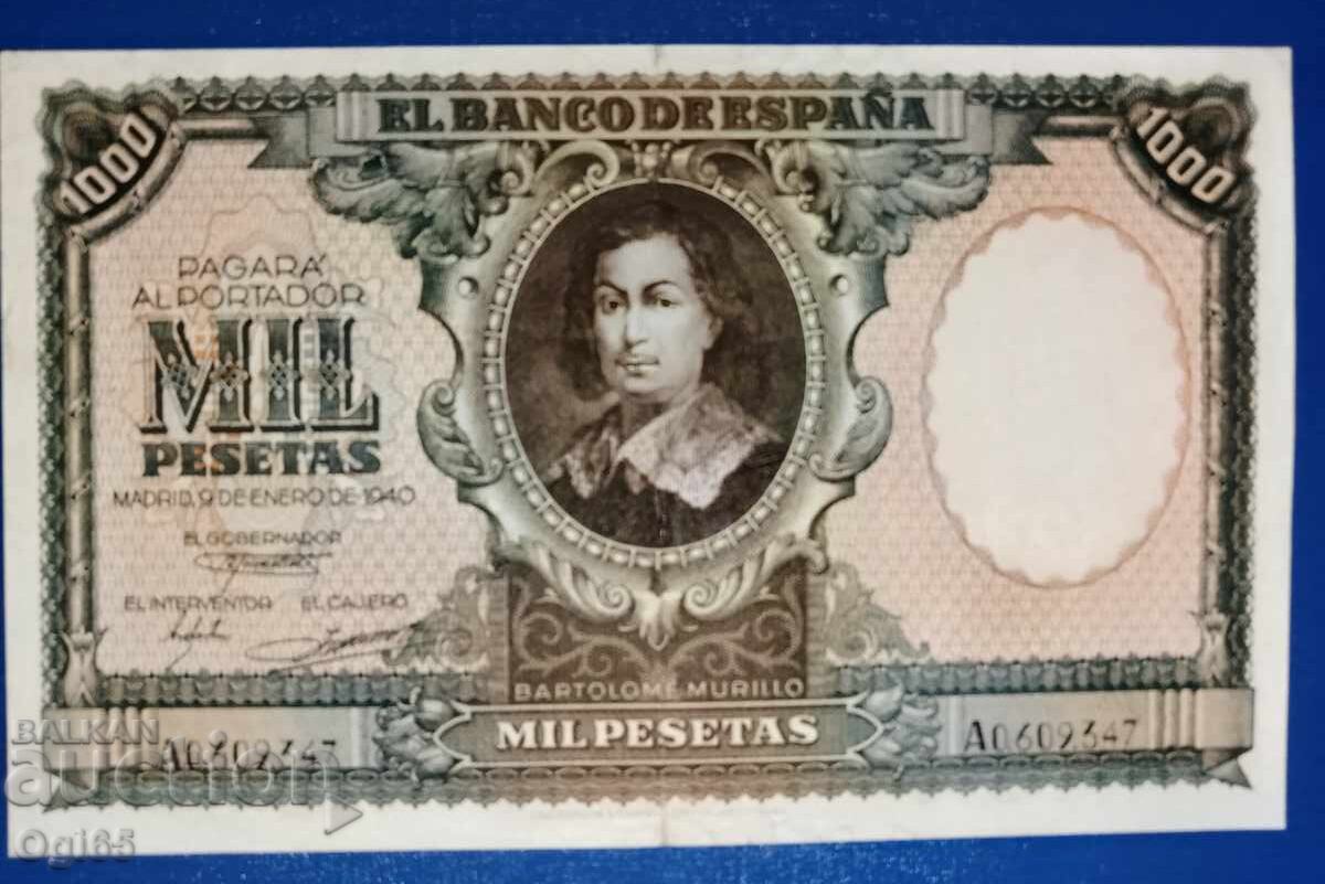 Bancnotă foarte rară și căutată din Spania 1000 Pesetas 1941