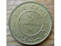 5 чентесими 1967 г  - Сомалия