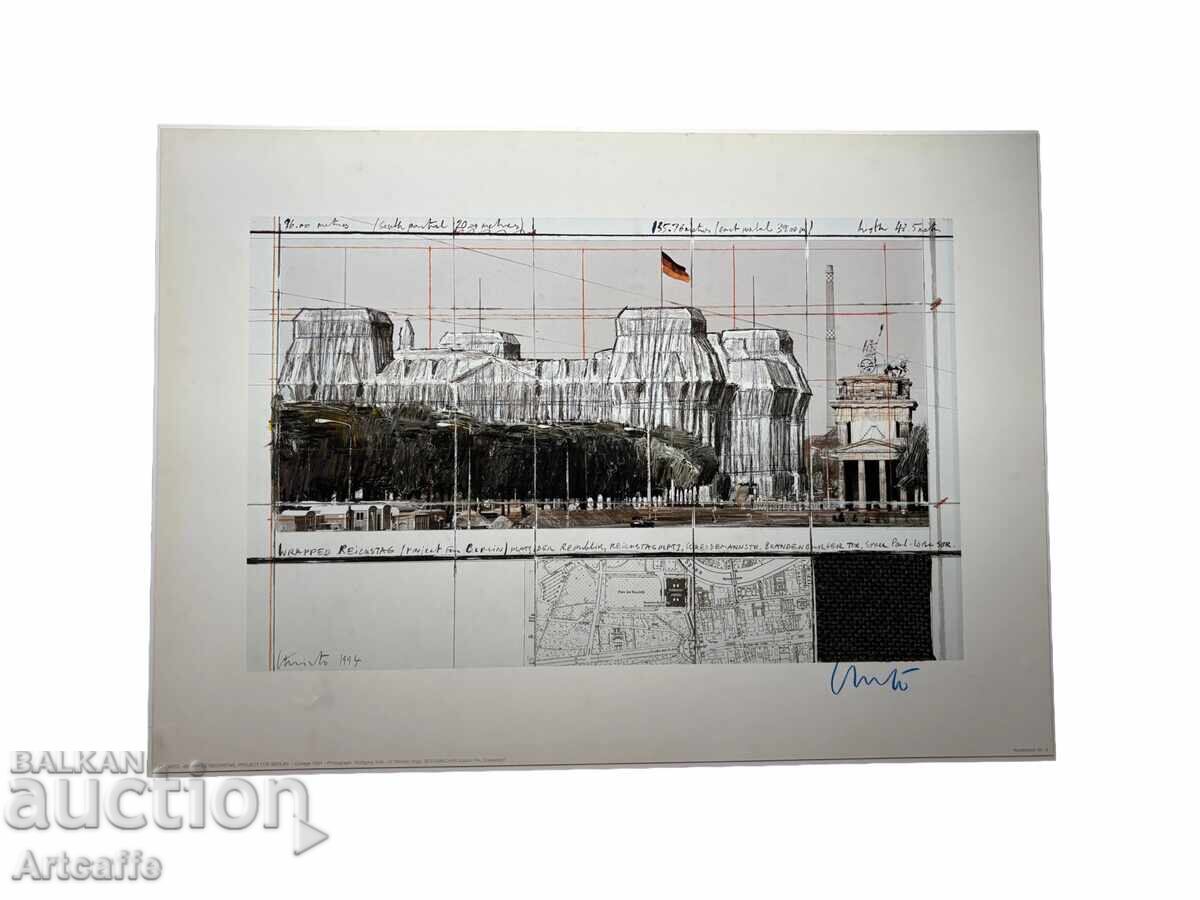 Christo-Christo Javacheff Christo-Wrapped Reichstag, signed