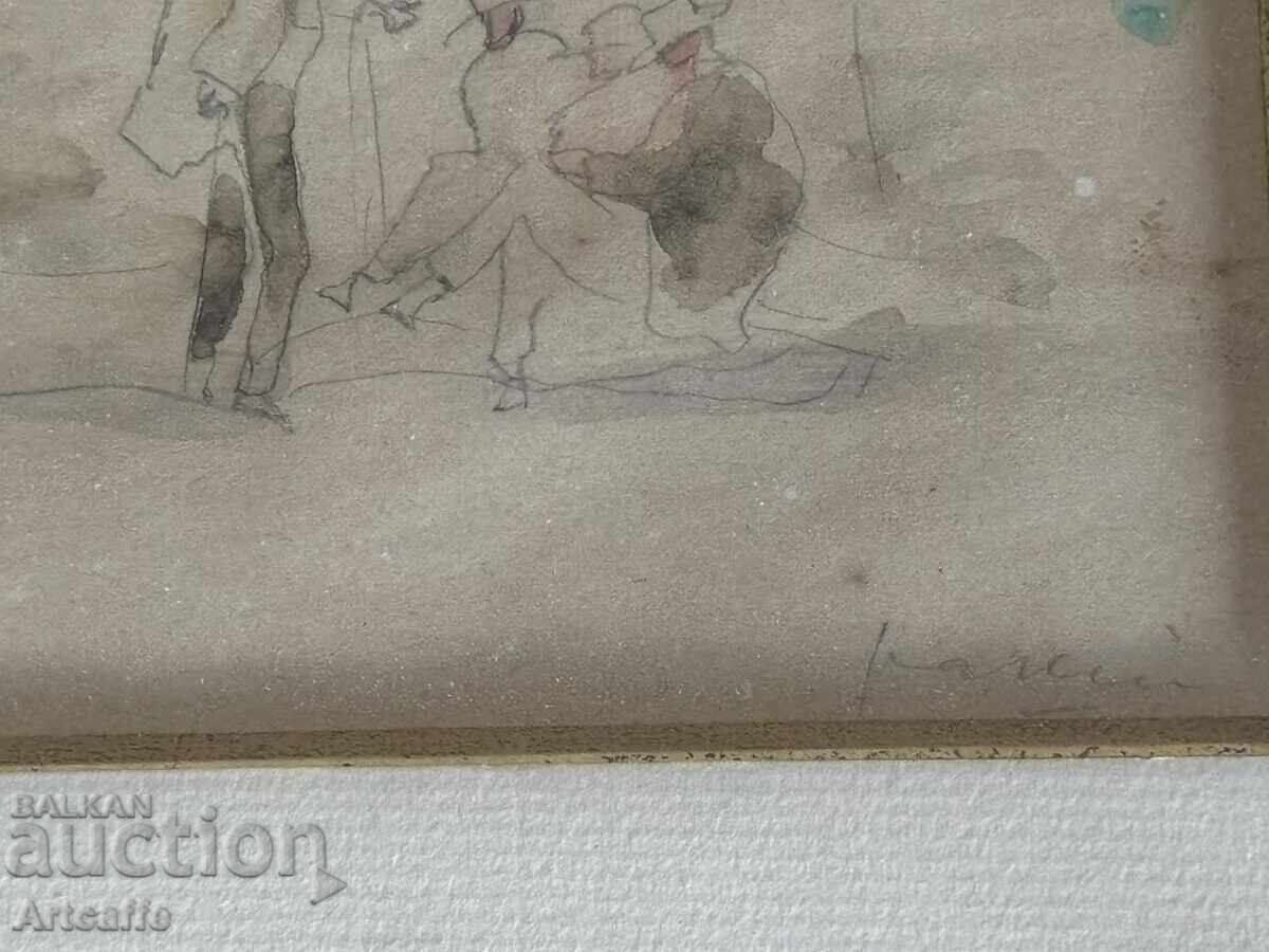Jules Pascin - acuarelă originală, semnată, înrămată, Franța cu preț € 1000.00 | 1955.84 BGN