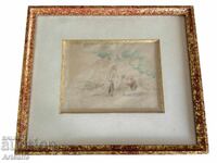 Jules Pascin - acuarelă originală, semnată, înrămată, Franța