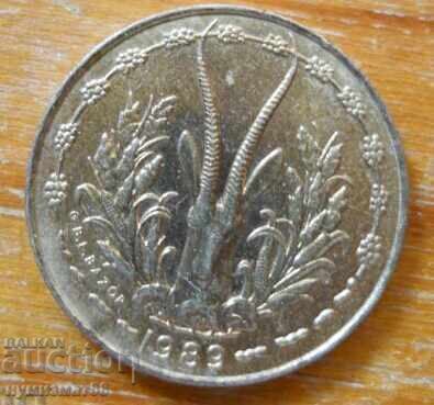 5 φράγκα 1989 - Δυτική Αφρική με τιμή € 2.00 | 3.91 BGN 5 φράγκα 1989 - Δυτική Αφρική με τιμή € 2.00 | 3.91 BGN