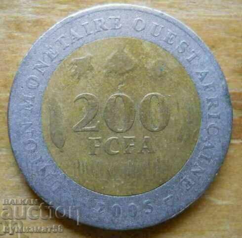 200 franci 2005 - Africa de Vest (bimetal)