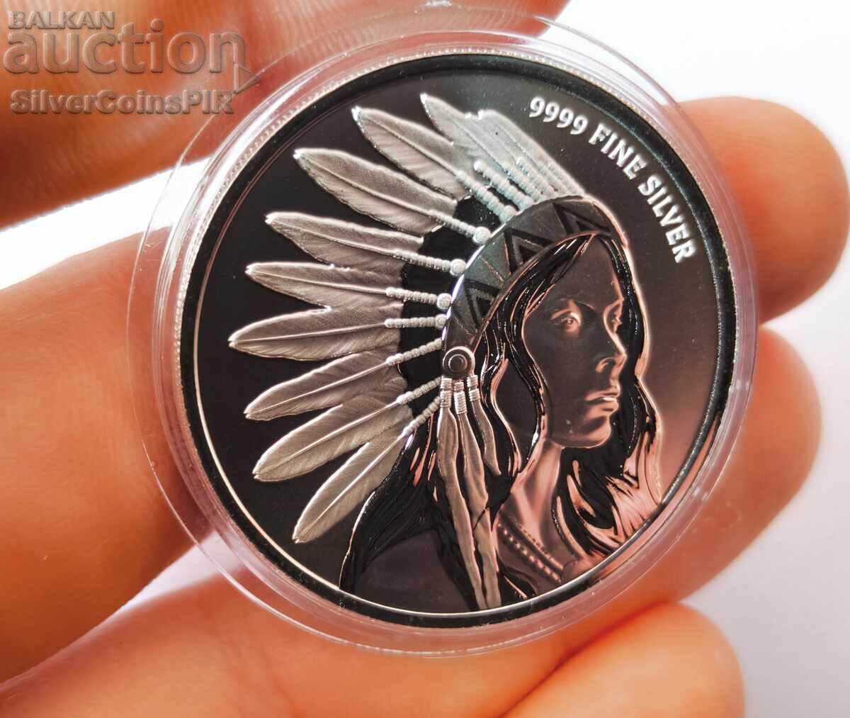 Argint 1 oz Indian și Bizon 2025 SUA Round Argint 1 oz Indian și Bizon 2025 SUA Round