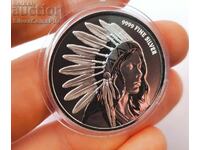 Argint 1 oz Indian și Bizon 2025 SUA Round