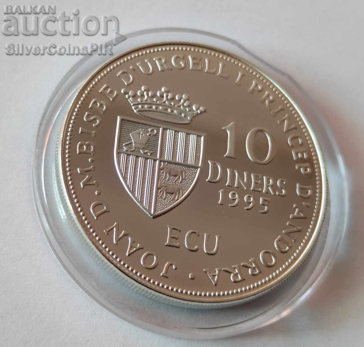 Доставка на Сребро 10 Динера Съвет на Европа 1995 Андора Екю