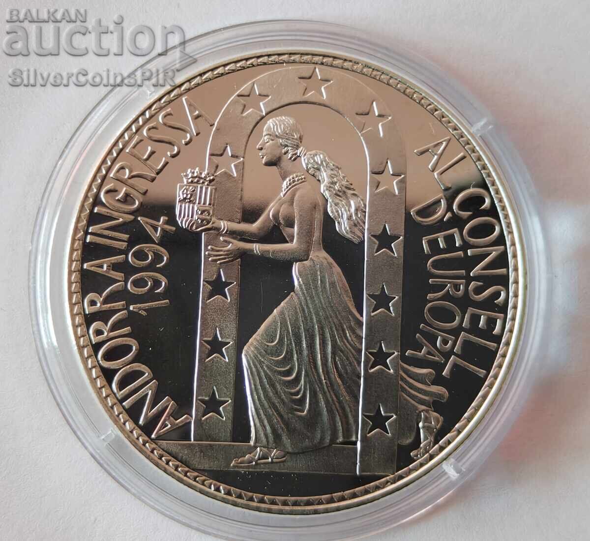 Сребро 10 Динера Съвет на Европа 1995 Андора Екю