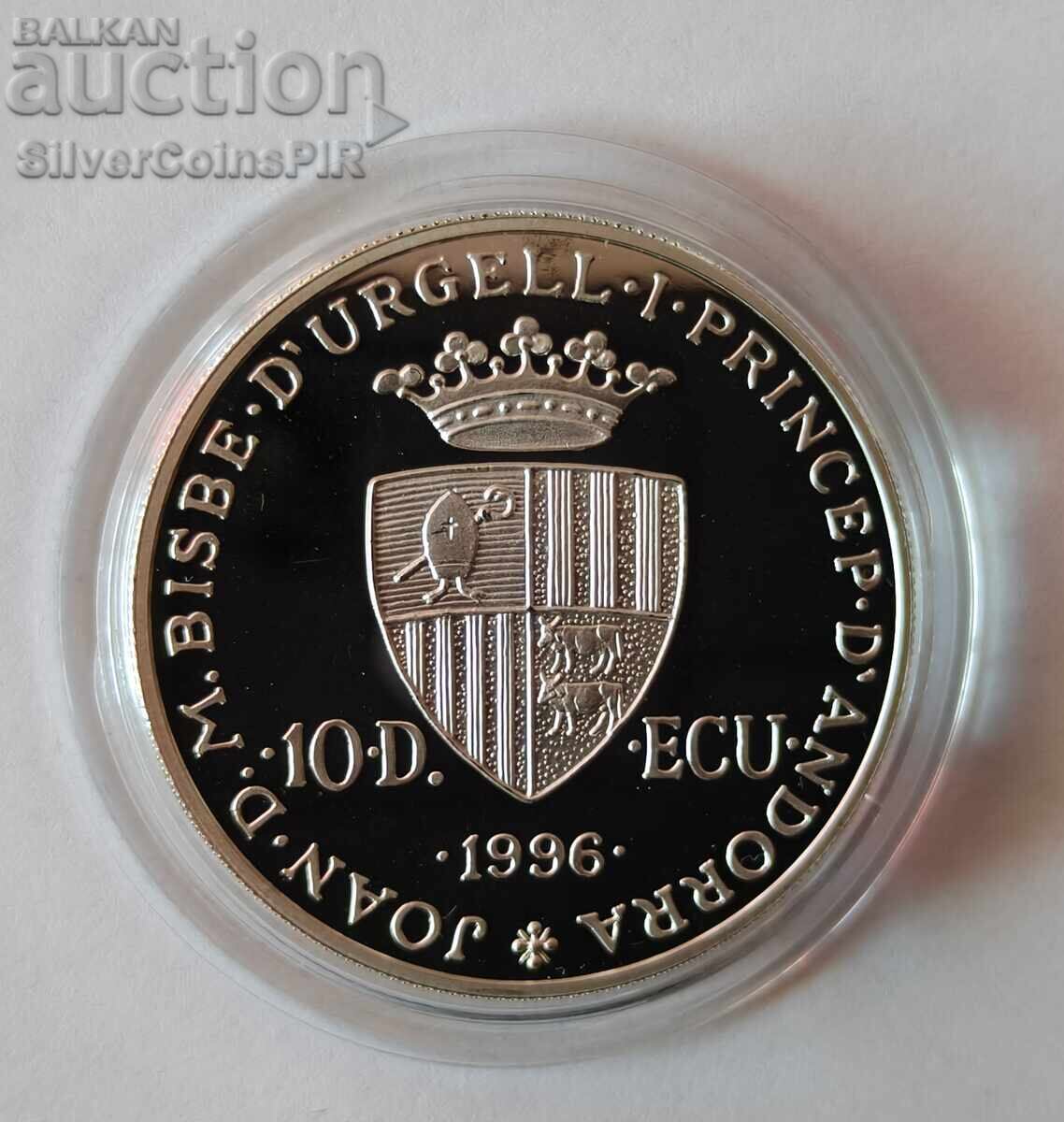 Licitație Argint 10 Dinari Carol cel Mare 1996 Andorra Ecu