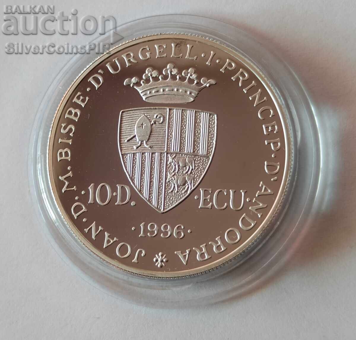 Livrarea Argint 10 Dinari Carol cel Mare 1996 Andorra Ecu