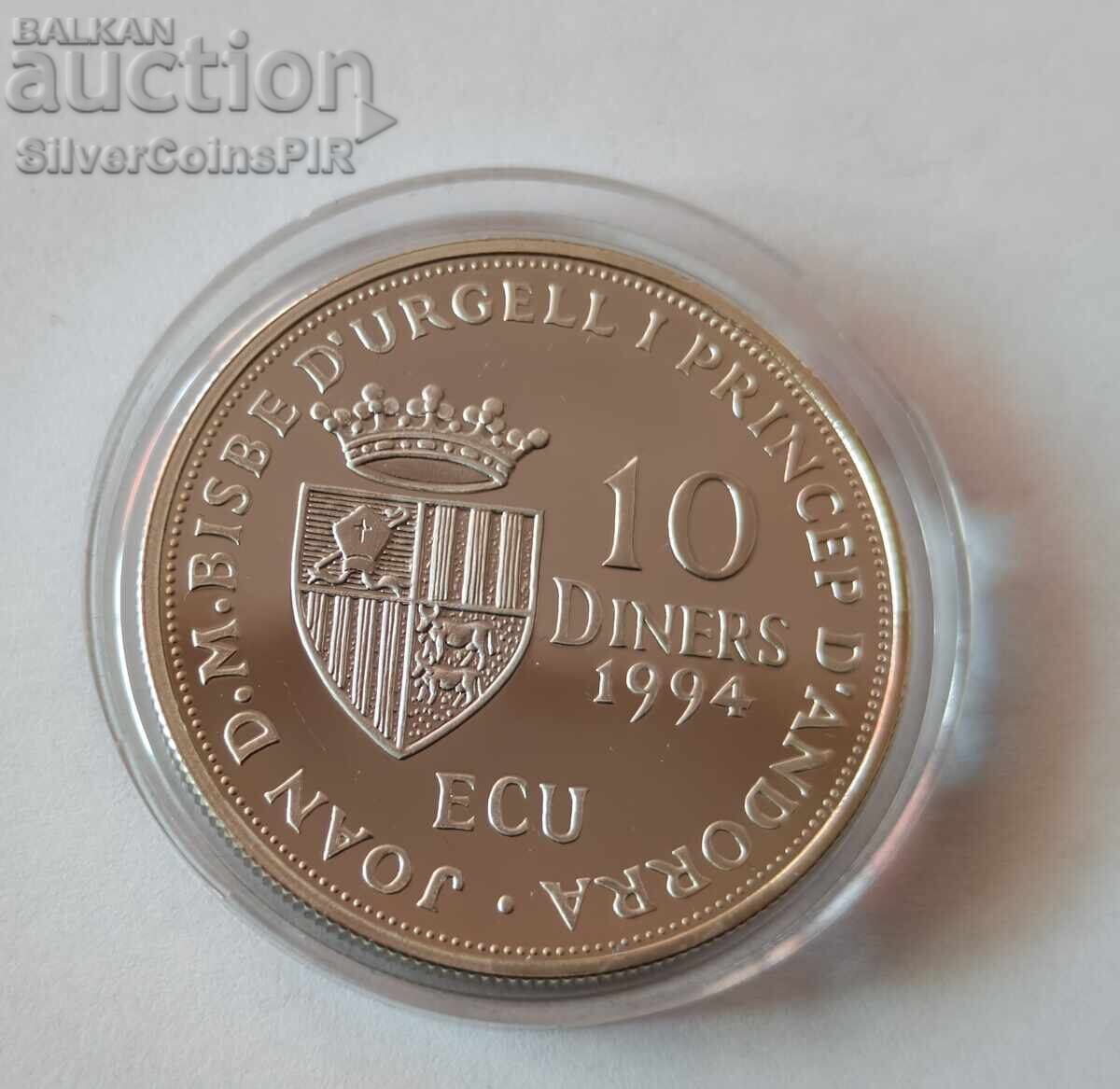 Доставка на Сребро 10 Динера Интеграция 1994 Андора Екю