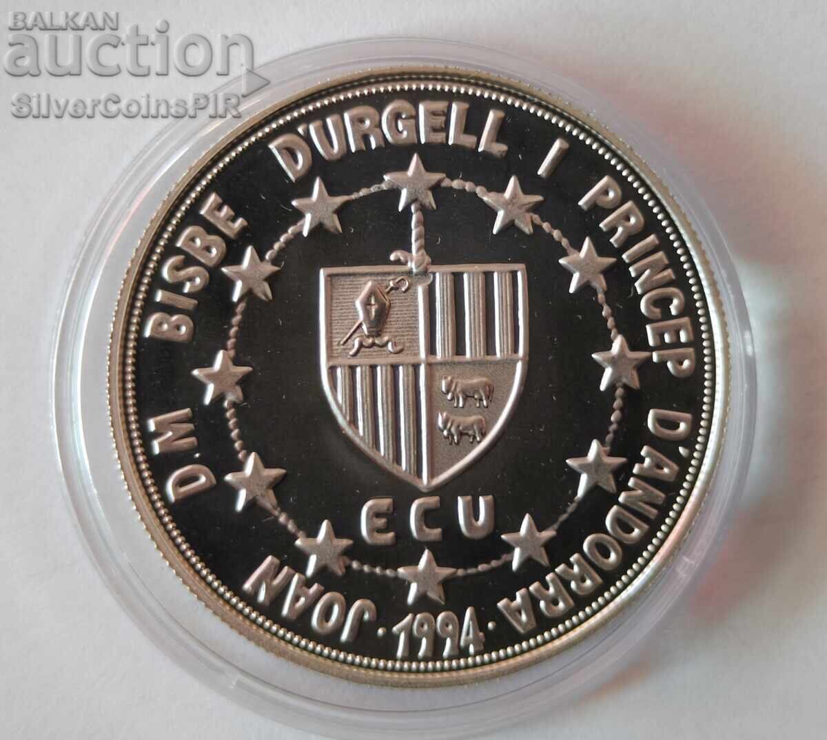 Licitație Argint 10 Dinari Țarul Petru III 1994 Andorra Ecu
