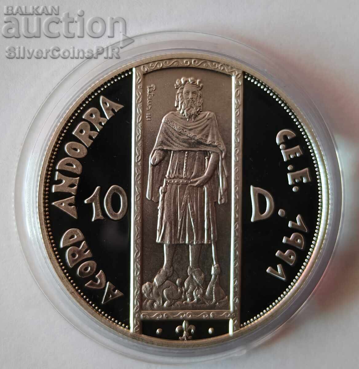 Argint 10 Dinari Țarul Petru III 1994 Andorra Ecu