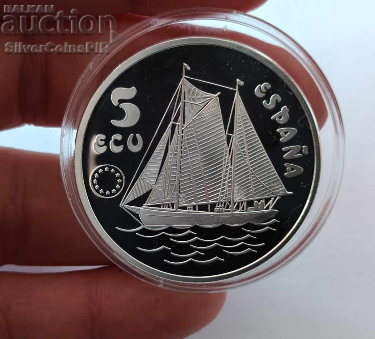 Argint 5 ECU Don Juan de Borbon 1993 Spania cu preț € 0.01 | 0.02 BGN