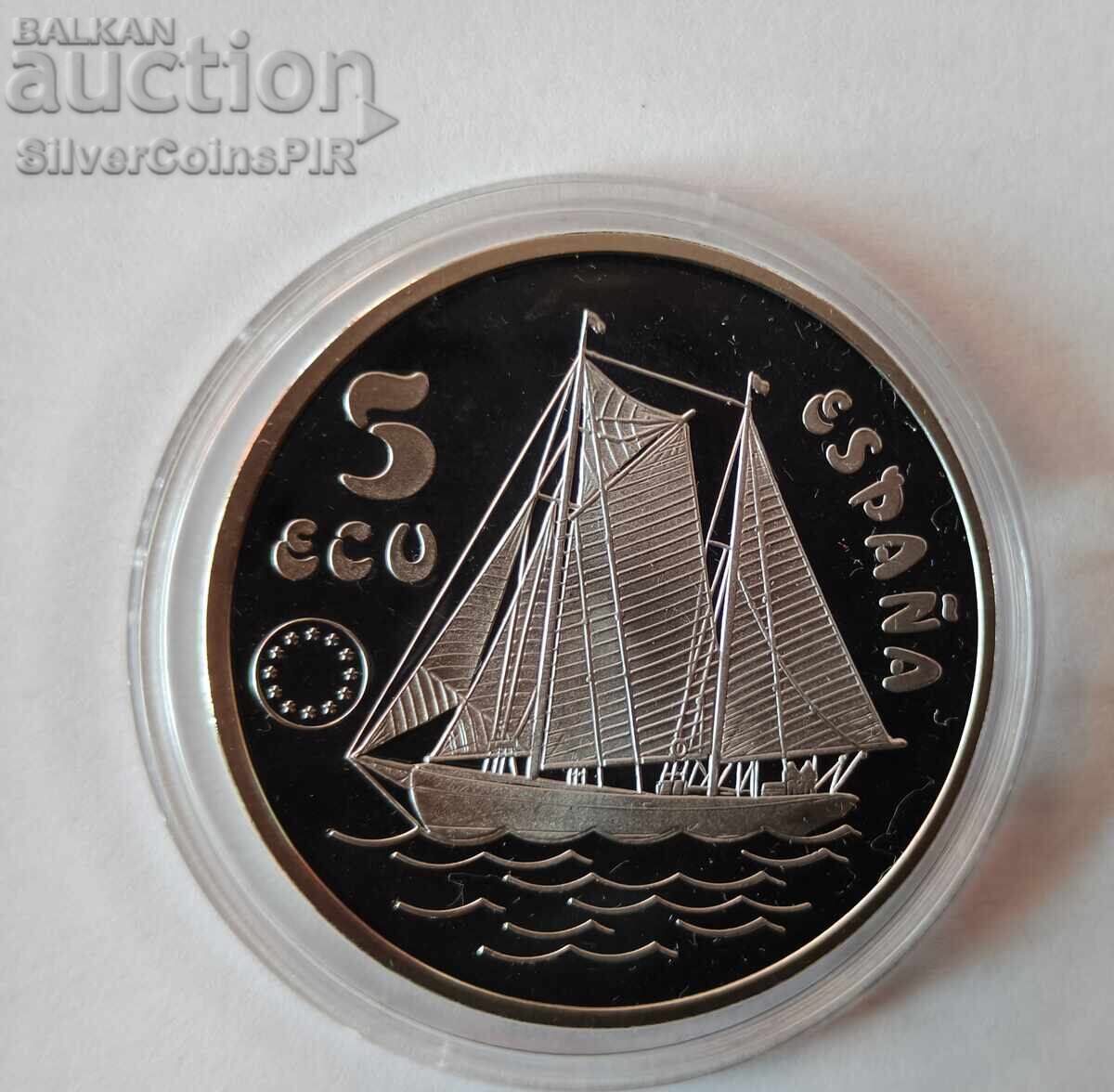 Argint 5 ECU Don Juan de Borbon 1993 Spania - 5