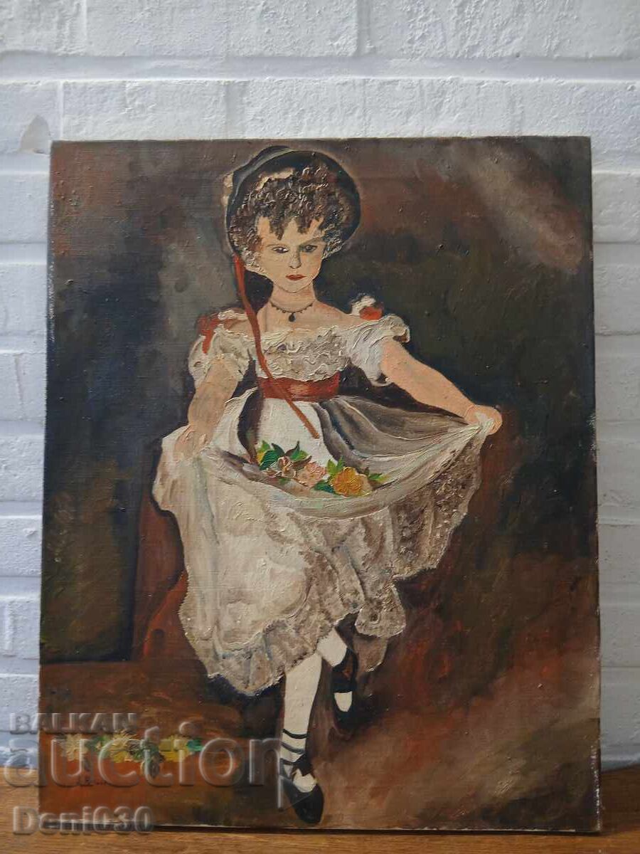 Pictură originală veche în ulei pe pânză