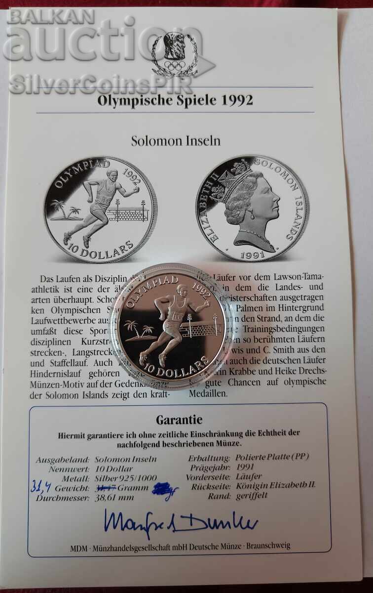 Argint 10 Dolari Olimpiada 1991 Insulele Solomon - 6