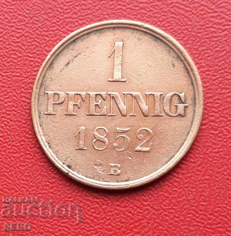 Germany-Braunschweig-1 pfennig 1852 B-very well preserved