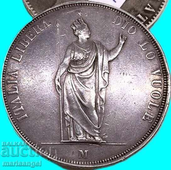 5 Лири 1848 Италия Талер Ломбардия 24,89г сребро