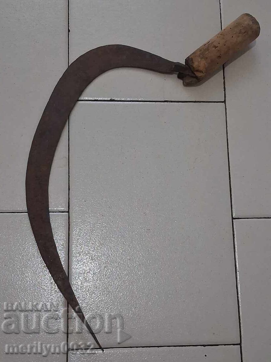 Seceră veche, cosă, lamă, fier forjat - 5