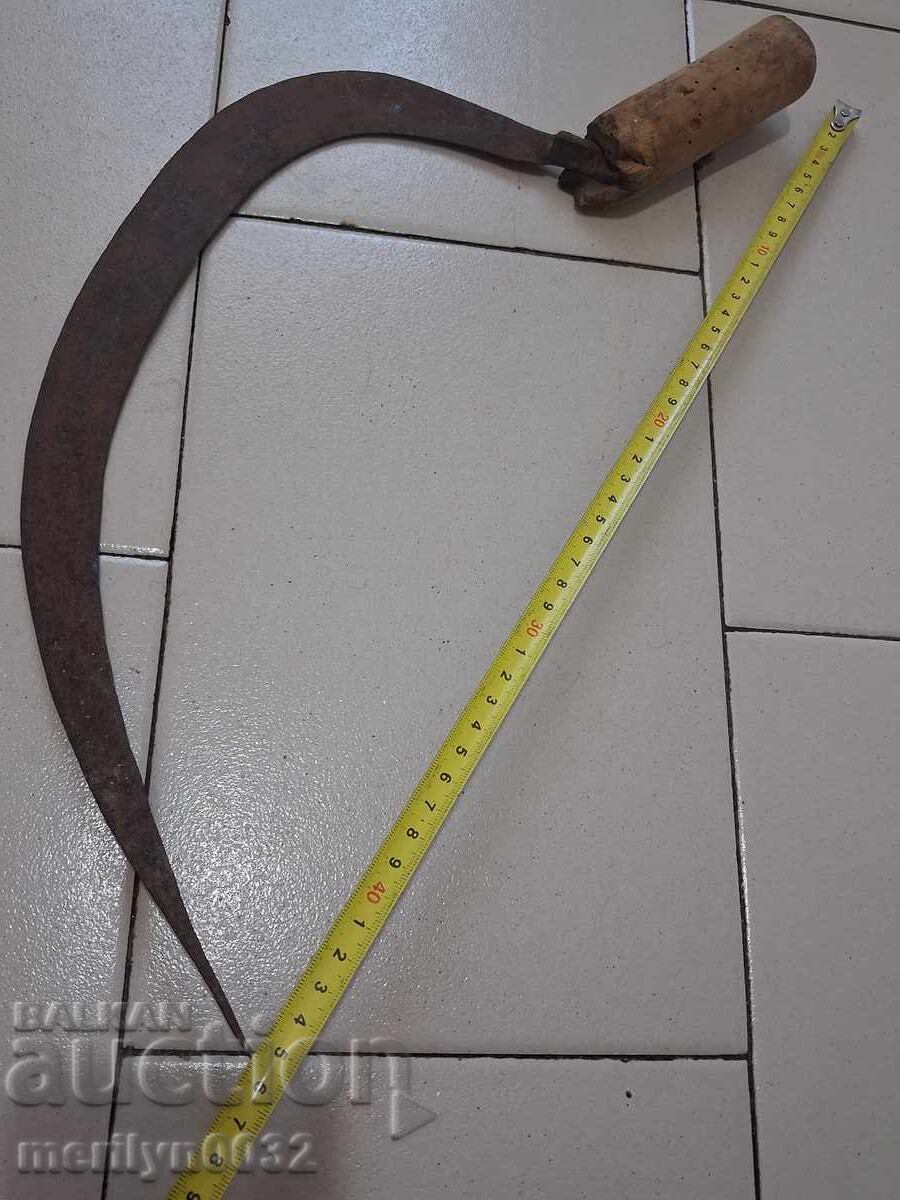 Seceră veche, cosă, lamă, fier forjat - 6