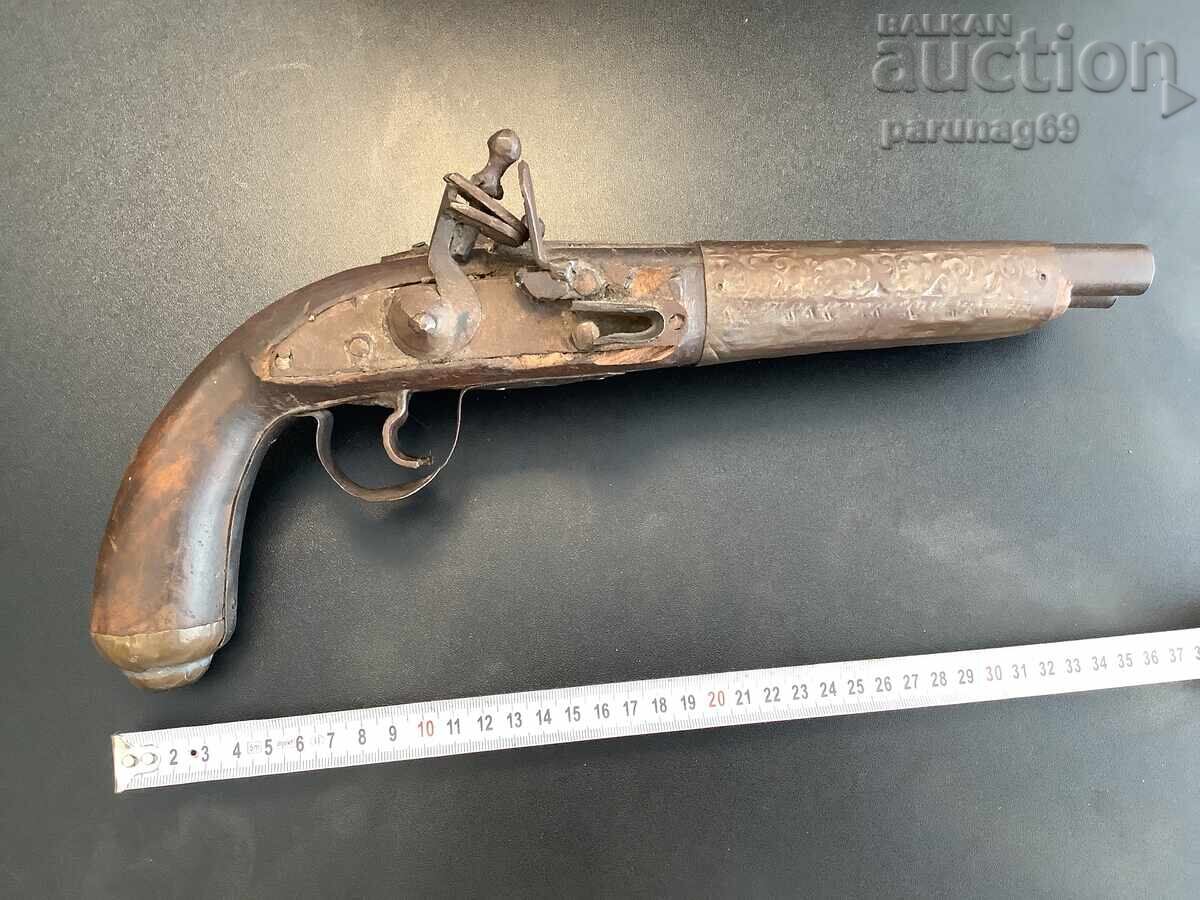 Pistol cu cremene din secolul al XIX-lea Pistol cu cremene din secolul al XIX-lea