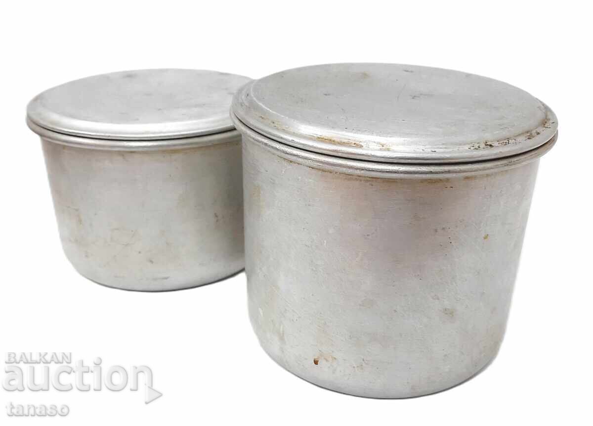 Set 2 cutii retro din aluminiu cu capac – anii '60