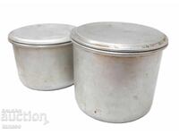 Set 2 cutii retro din aluminiu cu capac – anii '60