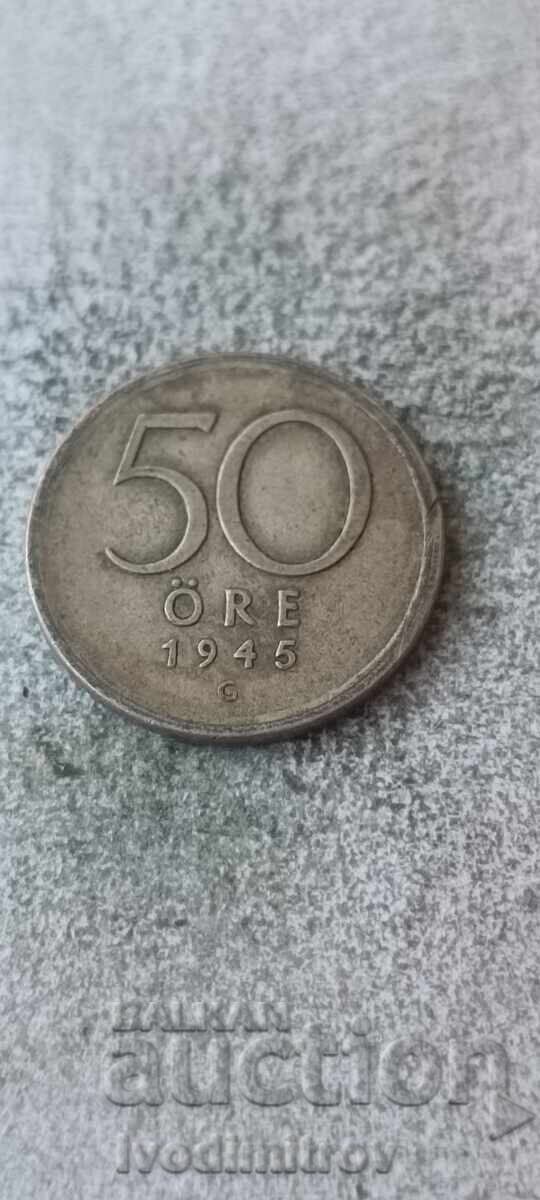 Σουηδία 50 öre 1945 Ασήμι